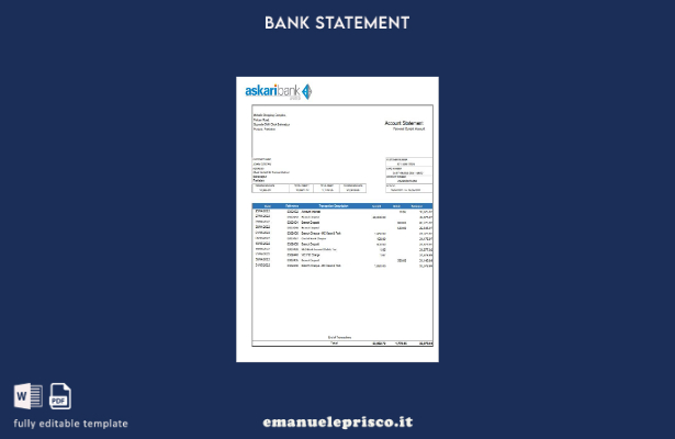 modello di parola di dichiarazione di stile verificato Pakistan Askaribank